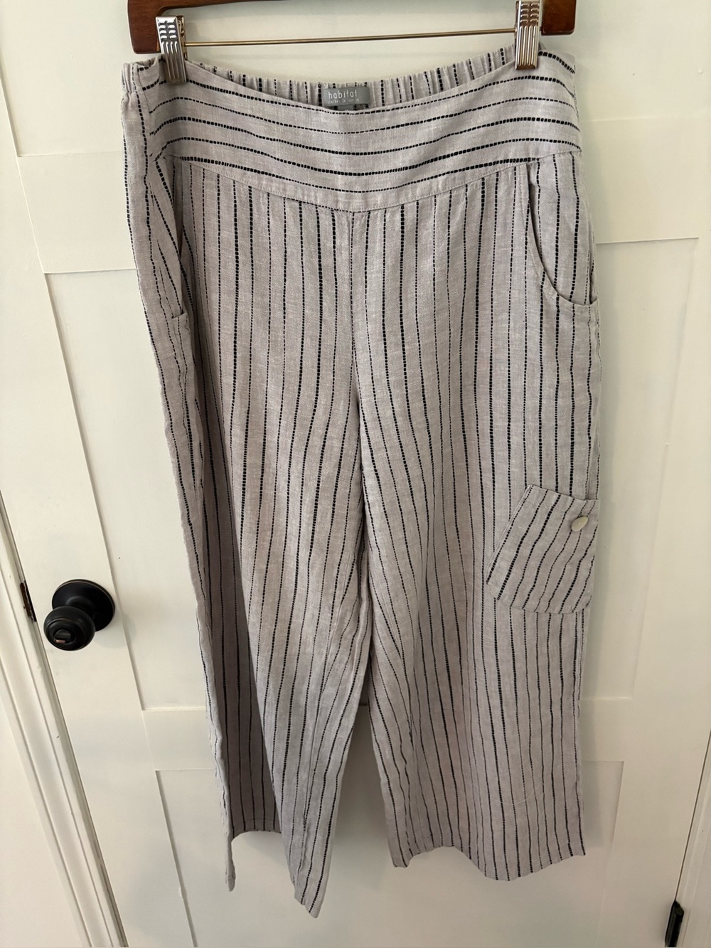Habitat Linen Cotton Wide Leg Cropped Pants. Size Medium.